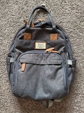 Ruvalino Gray Diaper Bag Backpack With Changing Pad